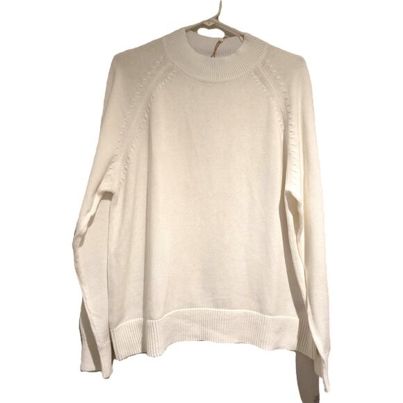 Quince NWT Ivory 100% Organic Cotton Mock Neck Minimalist Classic Sweater, Sz L - Picture 3 of 9